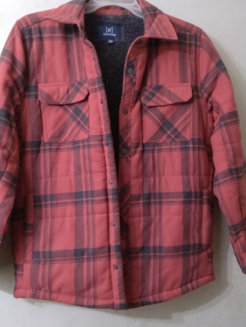 Men's George Brand Red Plaid Quilted Jacket Sz Small